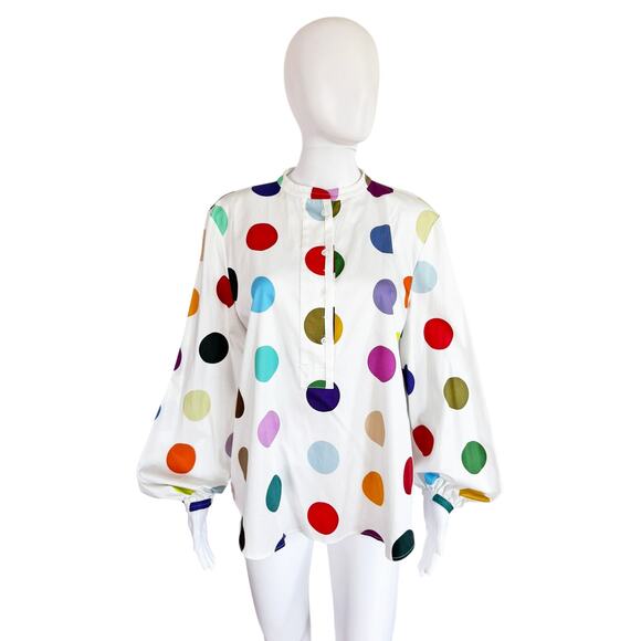LIBERTINE SPOTS PUFF SLEEVE TUNIC TOP - Picture 1 of 10